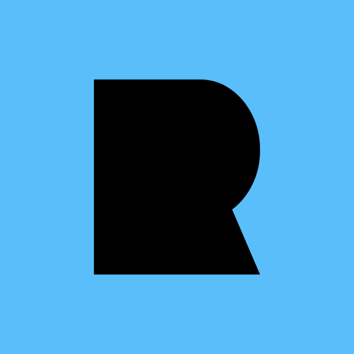 Regula app icon — a black letter R on a blue field